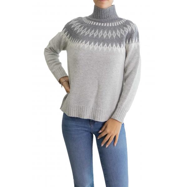 Maglione collo alto fantasia 